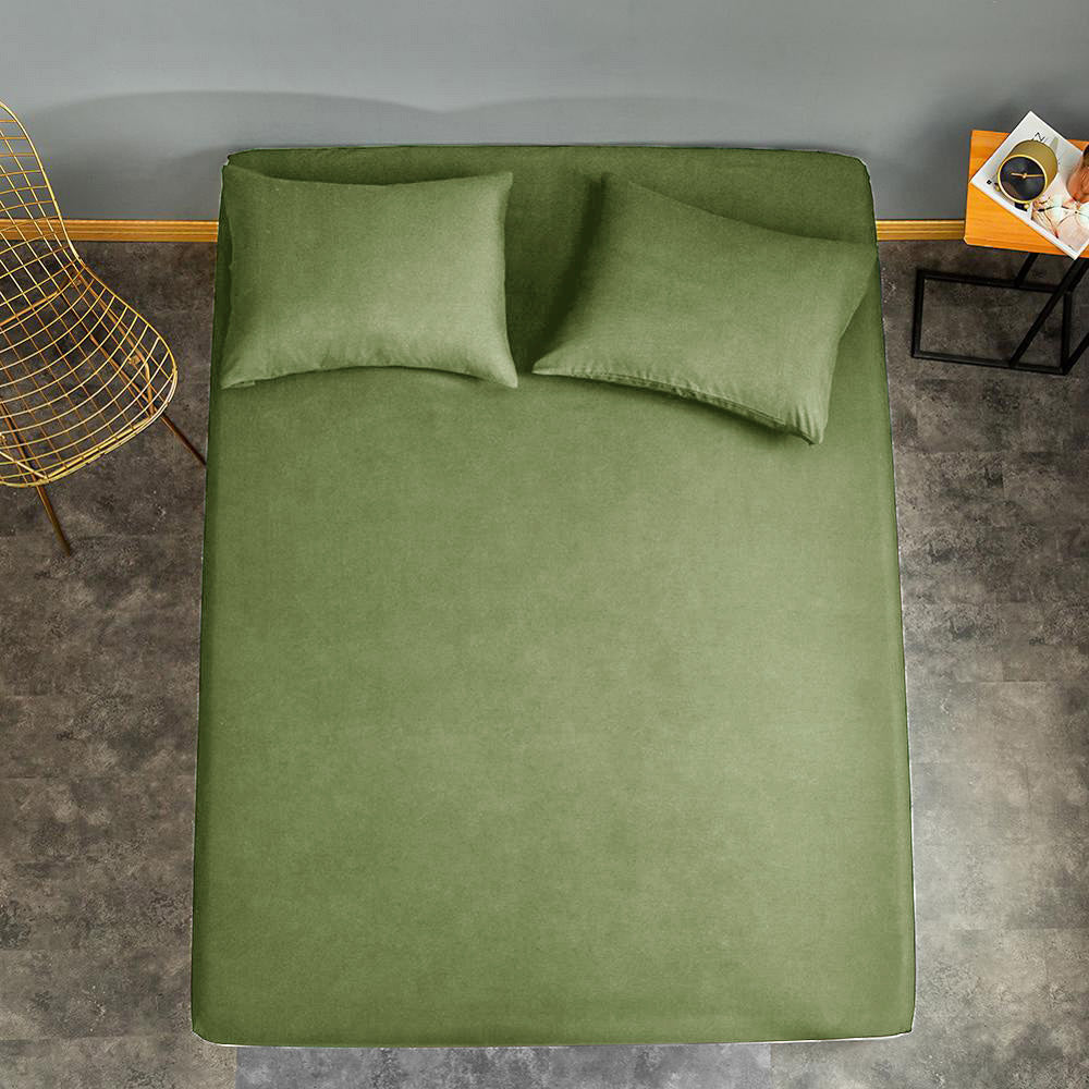 Husa cu fermoar pentru saltea din bumbac 100% natural, de culoare verde army - MetruPatrat.ro