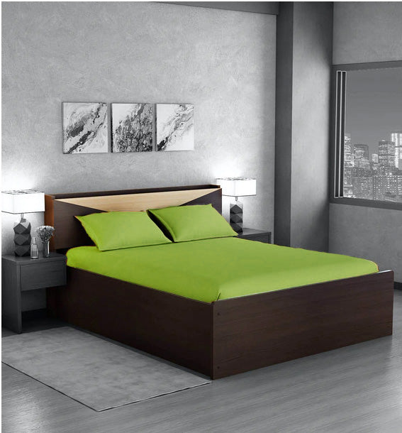 Cearceaf de pat cu elastic, bumbac natural 100%, verde mat - MetruPatrat.ro
