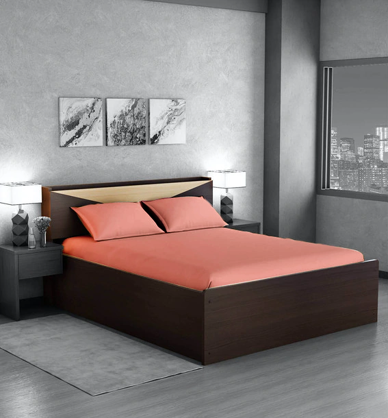 Cearceaf de pat cu elastic, bumbac natural 100%, roz pal