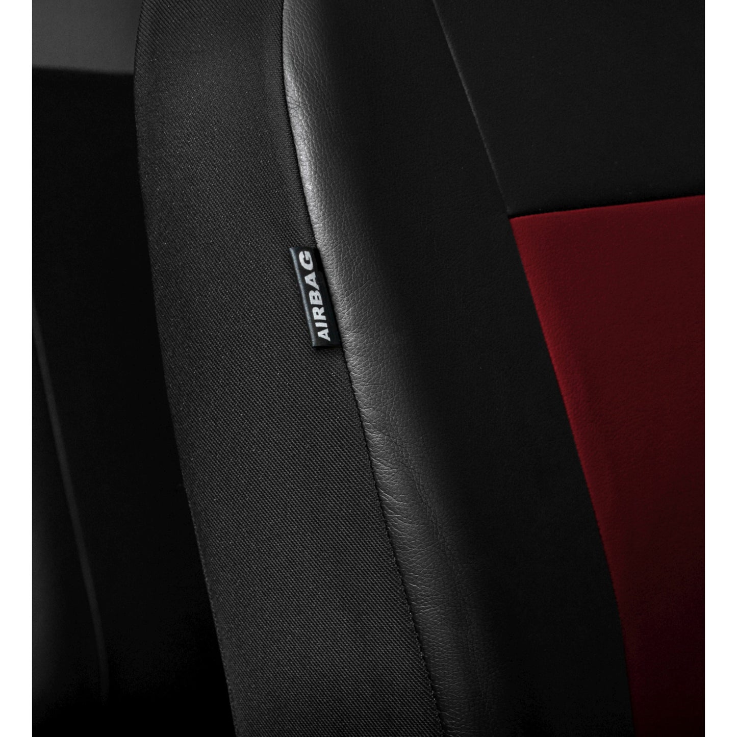 Set huse auto universale , 9 bucati , din gama comfort , eleganta si siguranta , de culoare neagra cu rosu , 3 mm spuma AH191R