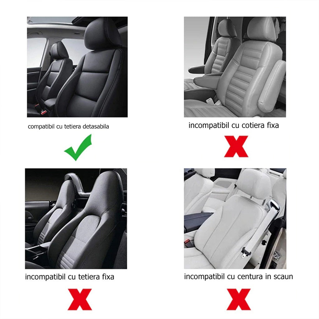 Set huse auto universale , 9 bucati , din pele ecologica , din gama X line , de culoare negru cu rosu AH215R