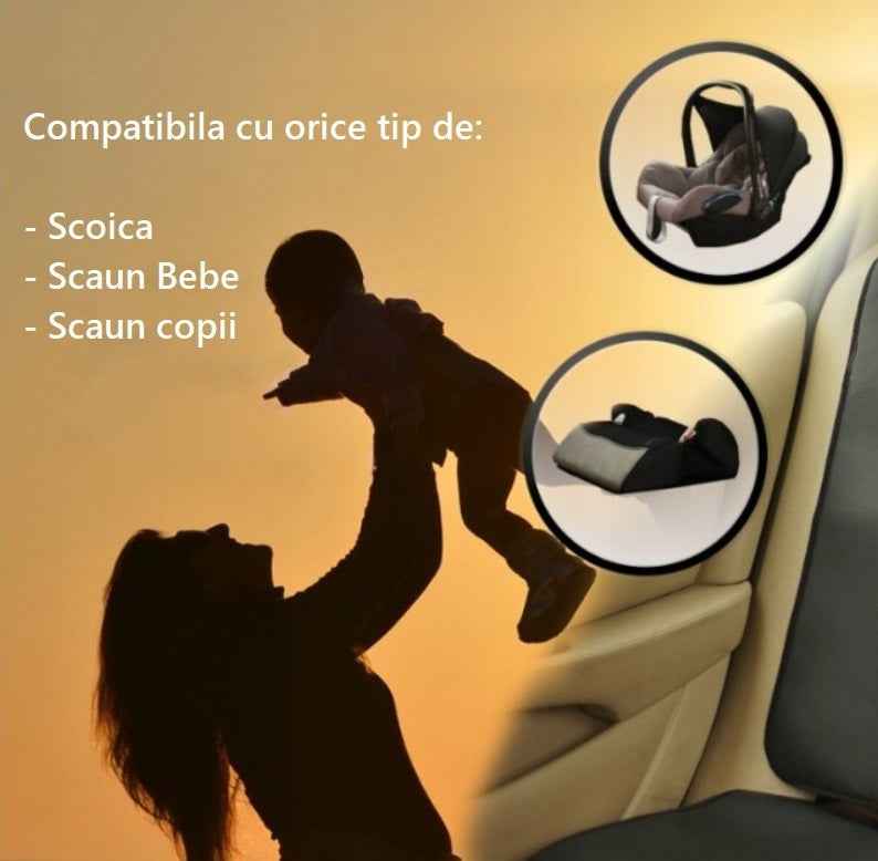 Protectie auto matlasata ARMY, pentru scaun copii, scoica bebe, impermeabila, lavabila