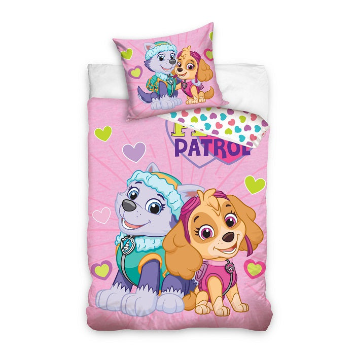 Lenjerie de pat pentru copii, Metru Patrat, bumbac 100% natural, Paw Patrol 2 catei, compus din husa pilota 100x135 si o fata de perna 40x60 - MetruPatrat.ro