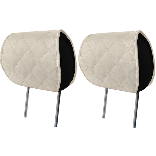 Set 2 huse de protectie tetiere auto, matlasate, impermeabile, lavabile, crem