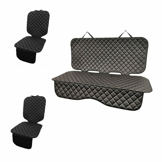 Set 3 protectii auto, matlasate din piele ecologica, universale, negre, lavabile, impermeabile, protectie bancheta si 2 protectii scaune fata, Metru Patrat - MetruPatrat.ro