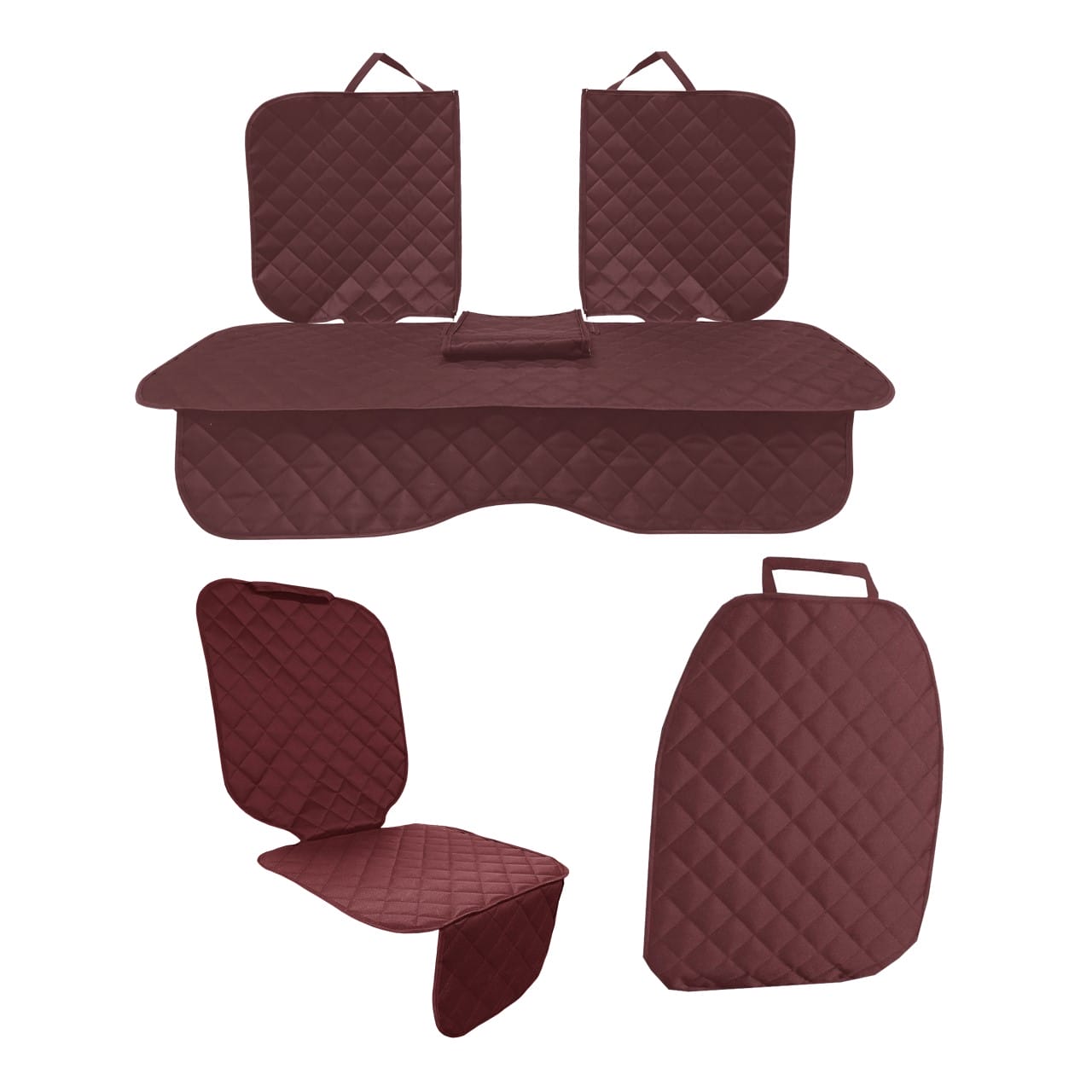 Set 3 protectii auto, matlasate,universale, visiniu, lavabile, impermeabile, decupare cotiera  ,scoica bebe si spatar scaun fata, Metru Patrat - MetruPatrat.ro
