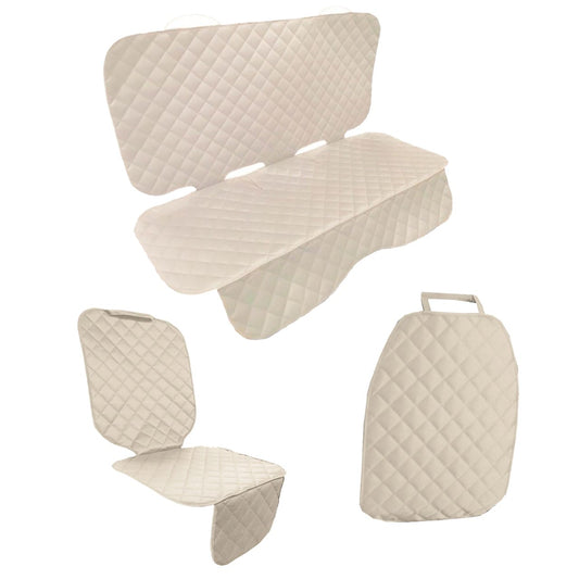 Set 3 protectii auto, matlasate,universale, crem, lavabile, impermeabile, protectie bancheta , protectie scaun fata si protectie spatar scaun, Metru Patrat