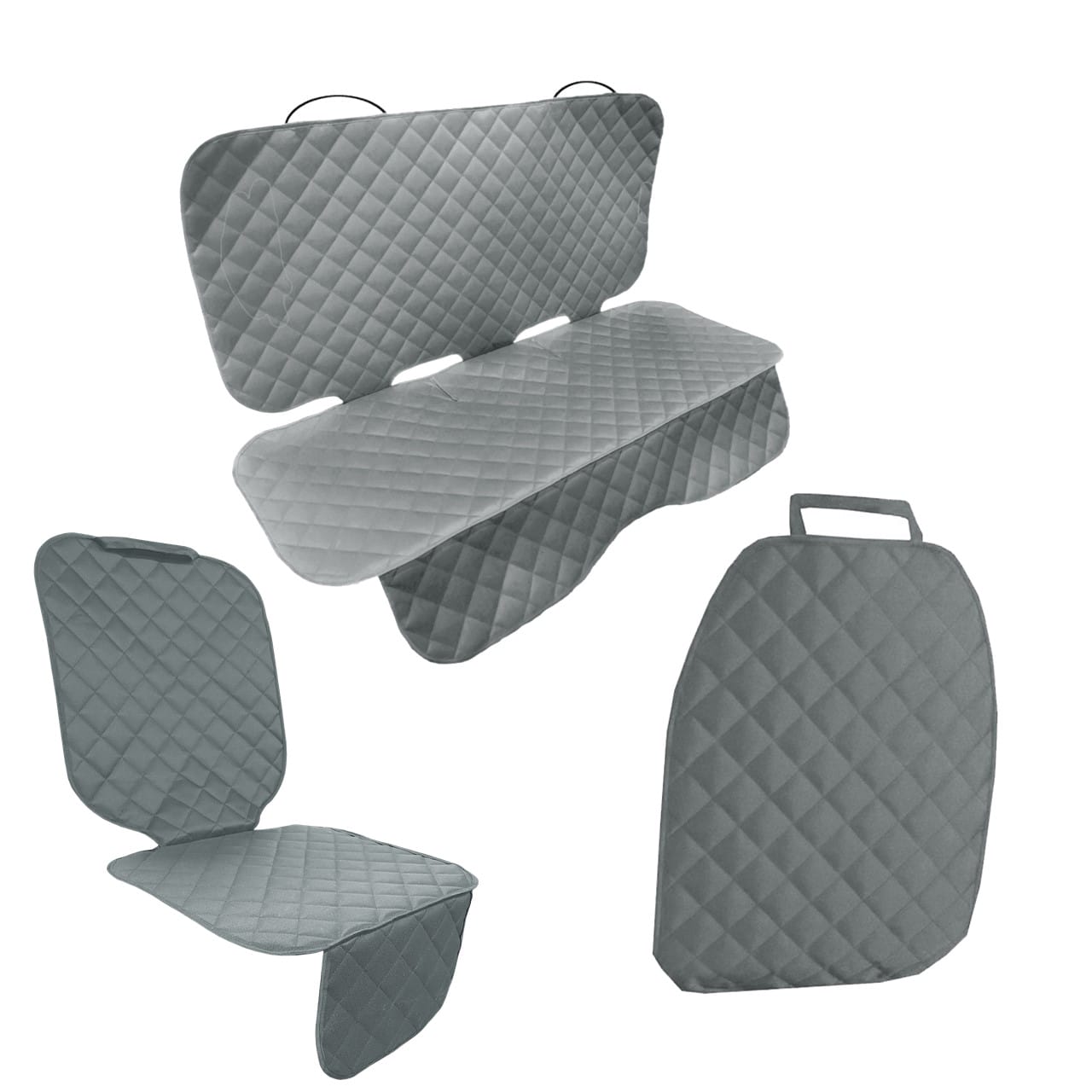 Set 3 protectii auto, matlasate,universale, gri, lavabile, impermeabile, protectie bancheta , protectie scaun fata si protectie spatar scaun, Metru Patrat