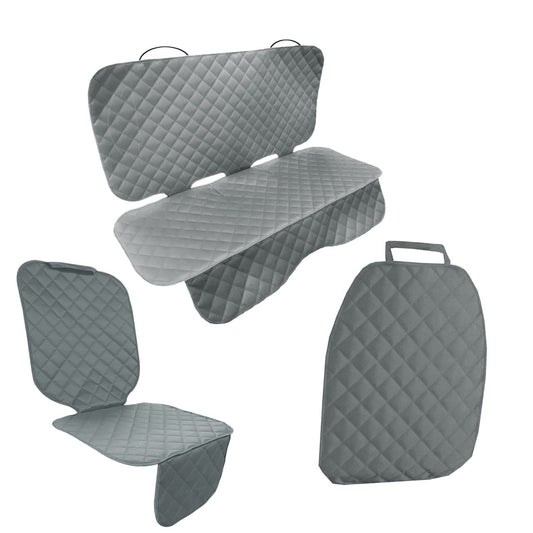 Set 3 protectii auto, matlasate,universale, gri, lavabile, impermeabile, protectie bancheta , protectie scaun fata si protectie spatar scaun, Metru Patrat