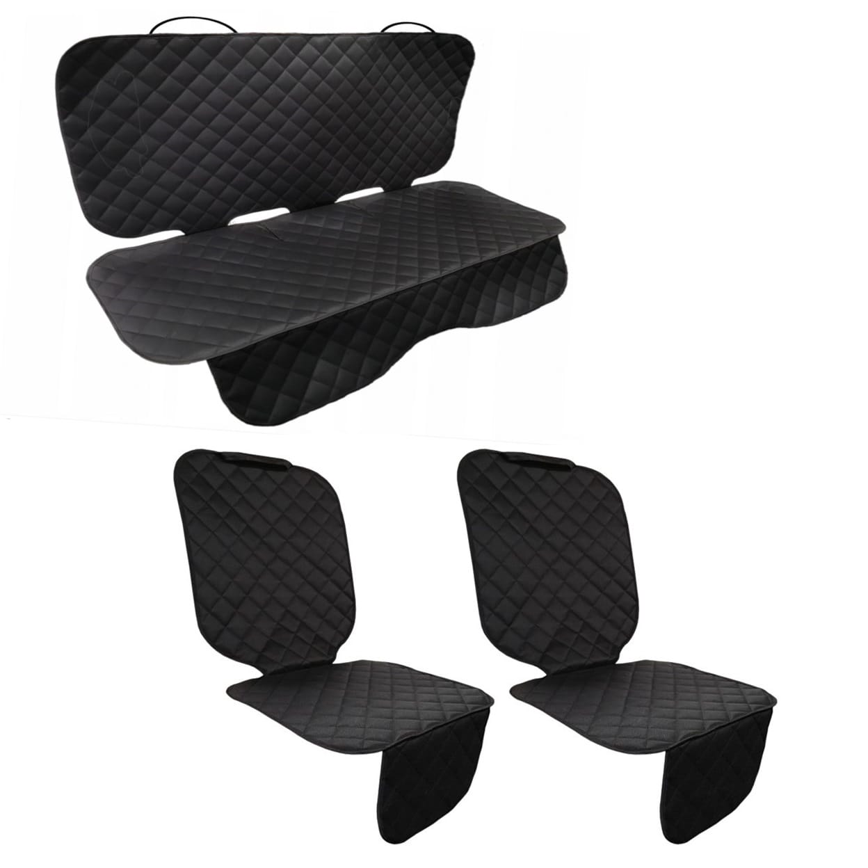 Set 3 protectii auto, matlasate, universale, negre, lavabile, impermeabile, protectie bancheta si 2 protectii scaune fata, Metru Patrat - MetruPatrat.ro