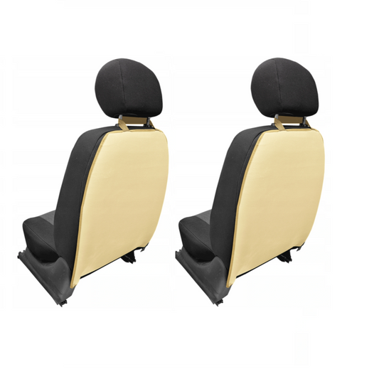 Set 2 protectii auto pentru spatarul scaunului din fata, din piele ecologica, crem, lavabile, impermeabile, 65 cm x 48 cm