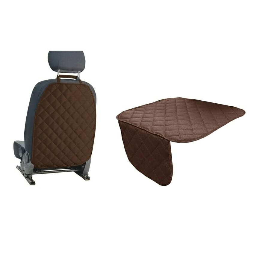 Set 2 protectii auto matlasate, universale, lavabile, maro, protectie sezut scaun sau bancheta si protectie spatar scaun, Metru Patrat - MetruPatrat.ro