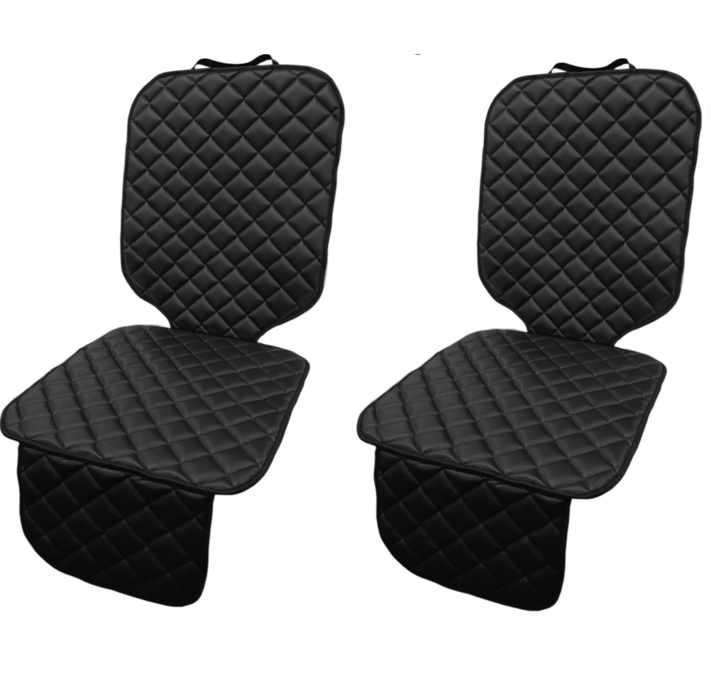 Set 2 protectii auto, scoica bebe, pentru scaune fata sau bancheta spate, matlasate din piele ecologica, lavabile, model universal, negre