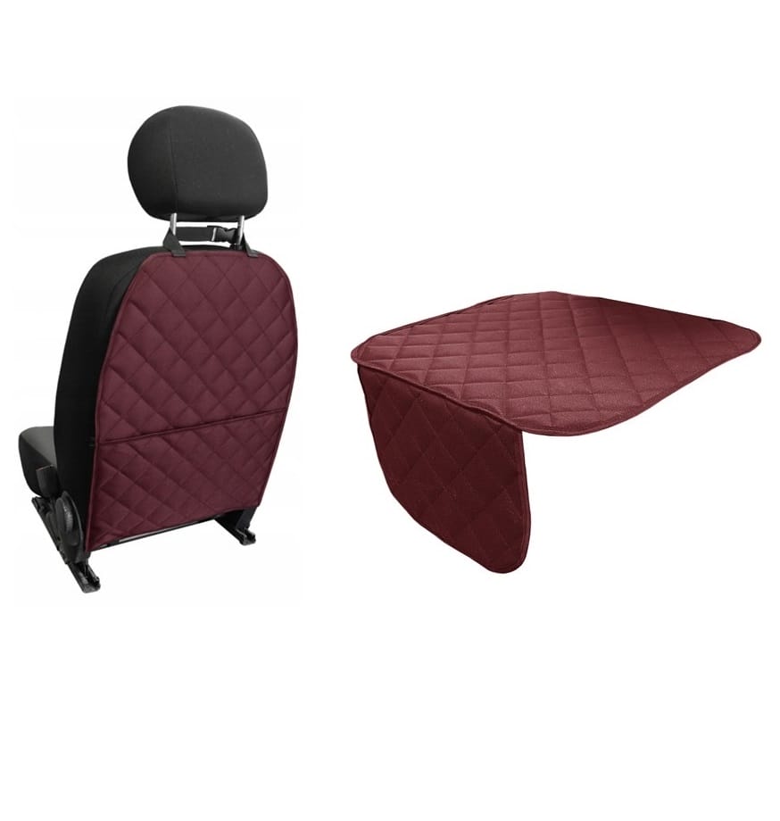 Set 2 protectii auto matlasate, universale, lavabile, grena, protectie sezut scaun sau bancheta si protectie spatar scaun cu buzunar organizator, Metru Patrat - MetruPatrat.ro