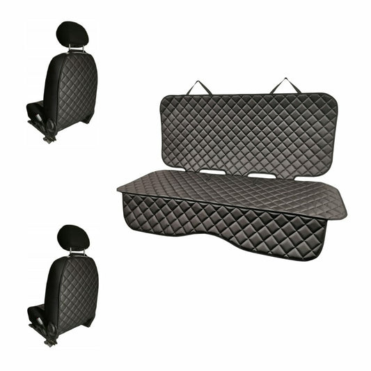 Set 3 protectii auto, matlasate din piele ecologica, universale, negre, lavabile, impermeabile, Metru Patrat - MetruPatrat.ro