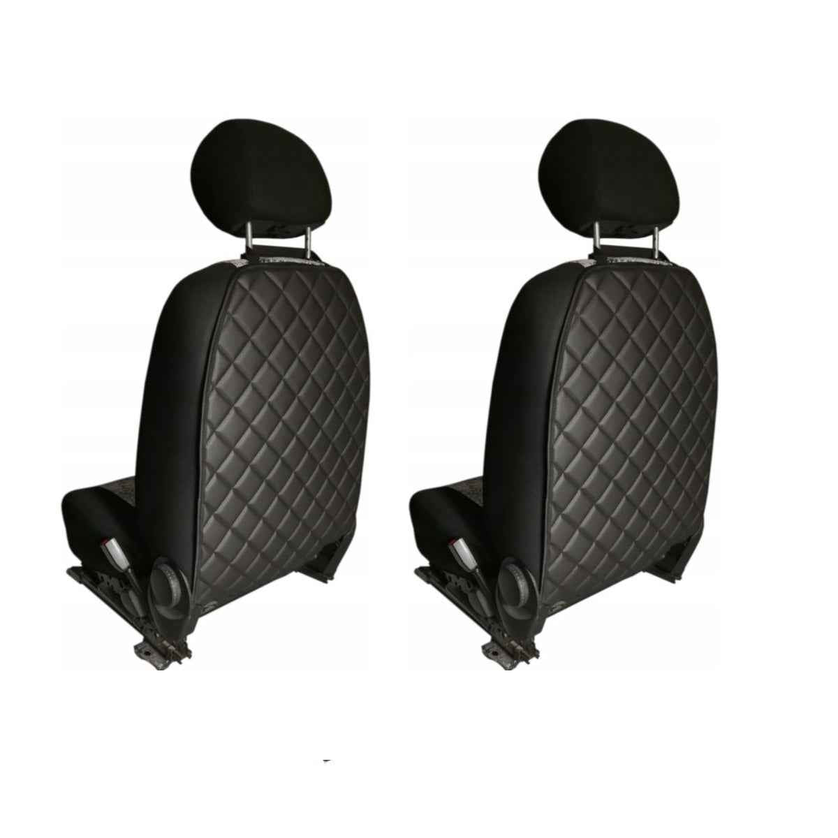 Set 2 protectii auto matlasate, din piele ecologica, pentru spatarul scaunului din fata, lavabile, impermeabile, negre