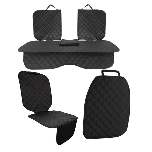 Set 3 protectii auto, matlasate,universale, negre, lavabile, impermeabile, protectie bancheta cu decupare cotiera,spatar scaun si protectie scaune fata, Metru Patrat