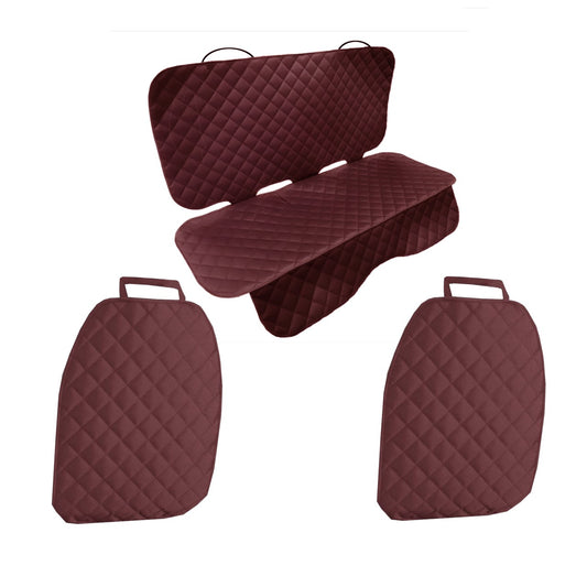 Set 3 protectii scaune auto, universale, matlasate, grena, lavabile, impermeabile - 1 x protectie matlasata pentru bancheta din spate + 2 x protectie spatar scaun