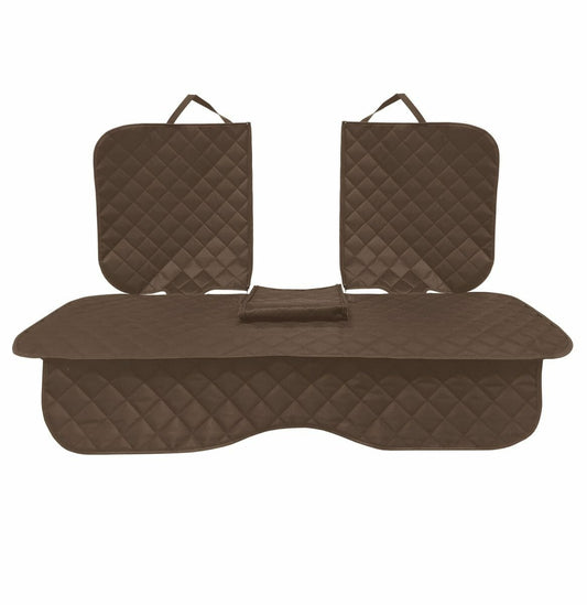 Protectie auto matlasata universala, pentru bacheta din spate, cu decupare cotiera, maro, impermeabila, lavabila, Metru Patrat 5072