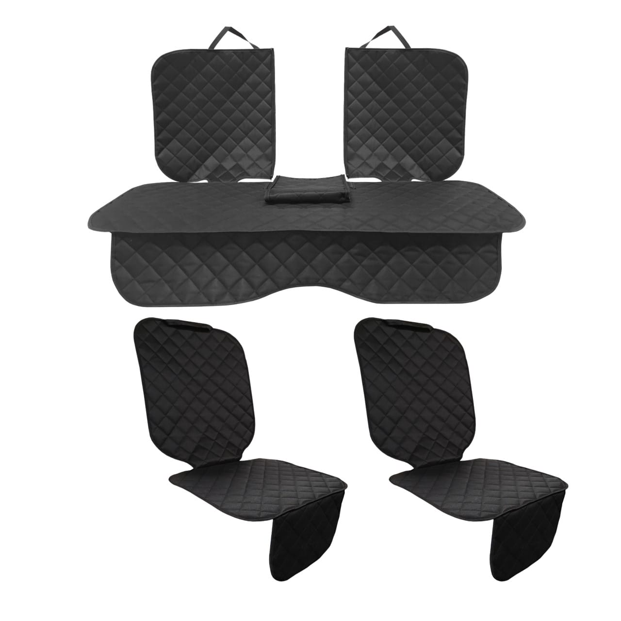 Set 3 protectii auto, matlasate,universale, negre, lavabile, impermeabile, protectie bancheta cu decupare cotiera  si 2 protectii scaune fata, Metru Patrat - MetruPatrat.ro