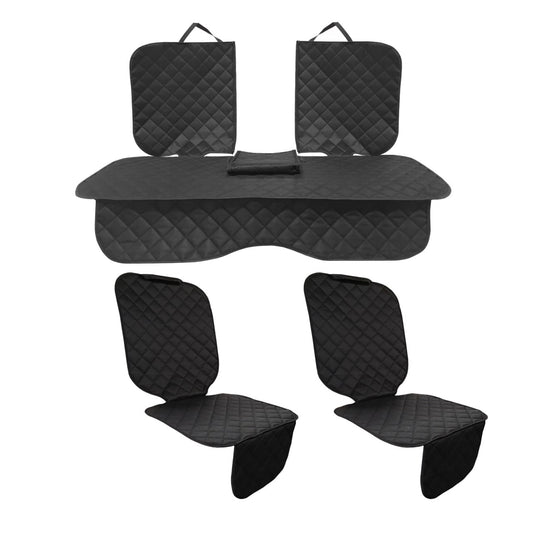 Set 3 protectii auto, matlasate,universale, negre, lavabile, impermeabile, protectie bancheta cu decupare cotiera  si 2 protectii scaune fata, Metru Patrat