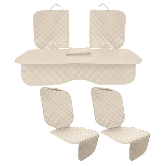 Set 3 protectii auto, matlasate,universale, crem, lavabile, impermeabile, protectie bancheta cu decupare cotiera  si 2 protectii scaune fata, Metru Patrat