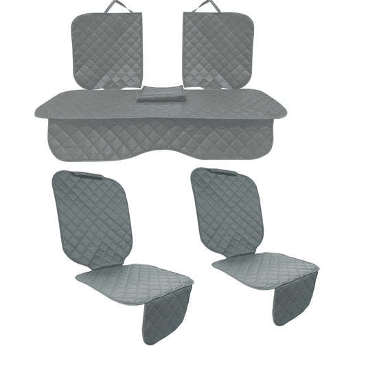 Set 3 protectii auto, matlasate,universale, gri, lavabile, impermeabile, protectie bancheta cu decupare cotiera  si 2 protectii scaune fata, Metru Patrat