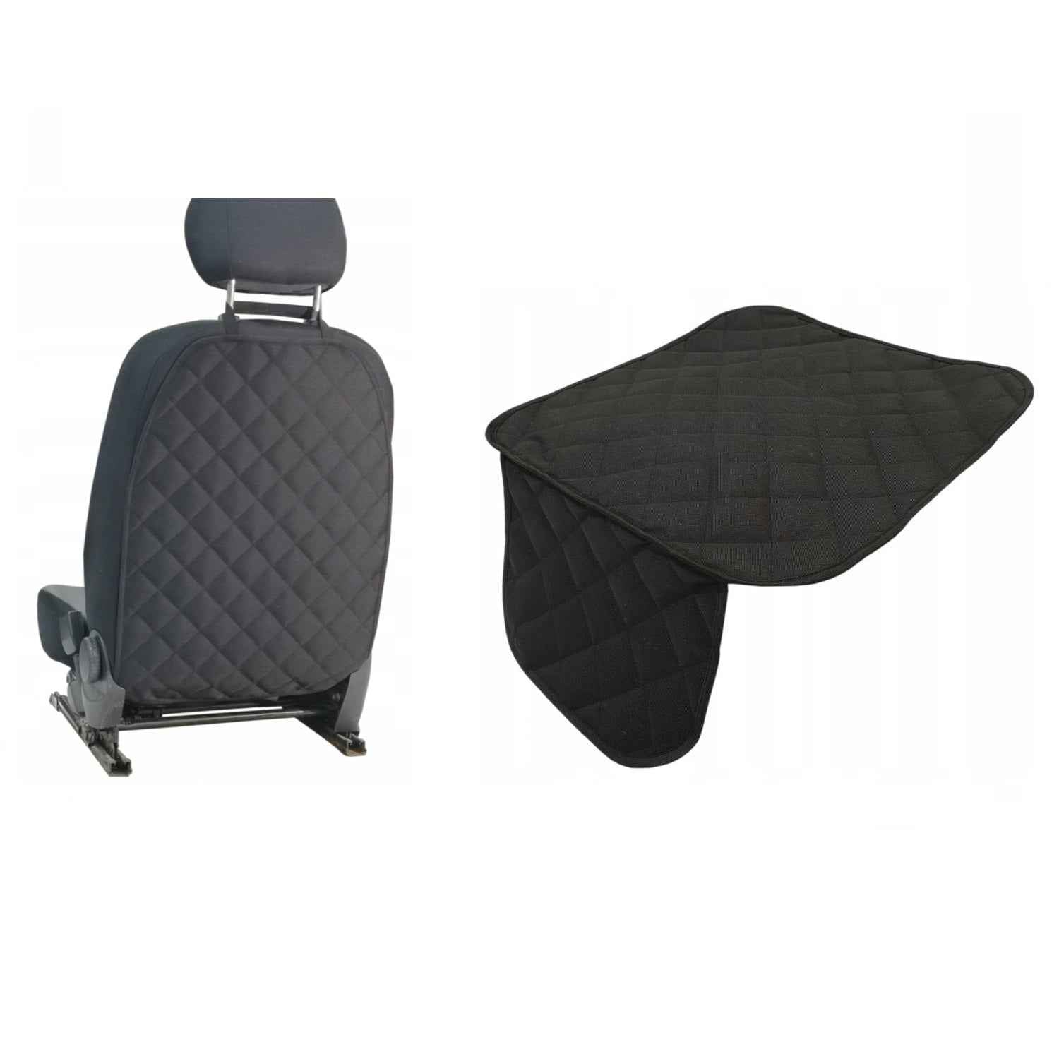 Set 2 protectii scaune auto, universale, matlasate, negre, lavabile, impermeabile - protectie sezut scaun sau bancheta si protectie spatar scaun
