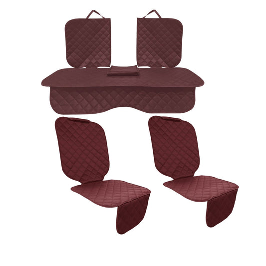 Set 3 protectii auto, matlasate,universale, grena, lavabile, impermeabile, protectie bancheta cu decupare cotiera  si 2 protectii scaune fata, Metru Patrat