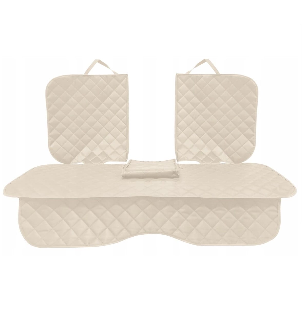 Set 3 protectii auto, matlasate,universale, crem, lavabile, impermeabile, protectie bancheta cu decupare cotiera,spatar scaun si protectie scaune fata, Metru Patrat