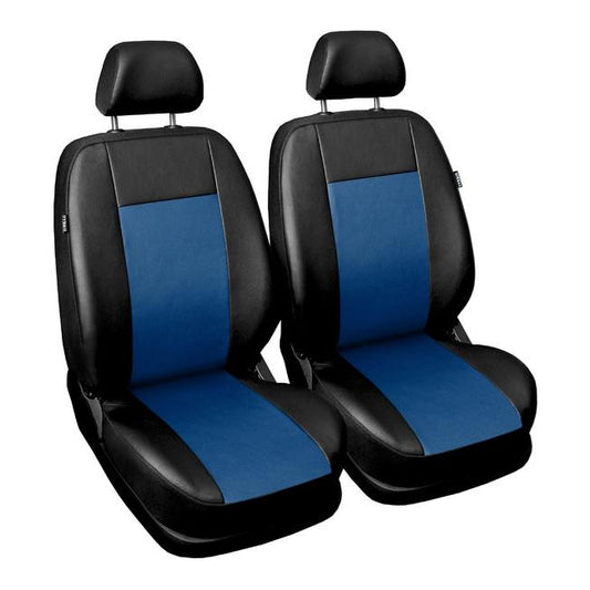 Set din doua huse auto universale , pentru scaunele din fata , sofer si pasager , de culoare albastra , imitatie piele AH216B