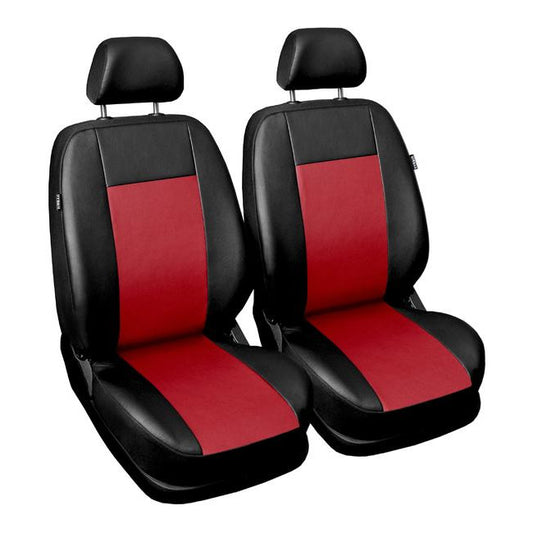Set din doua huse auto universale , pentru scaunele din fata , sofer si pasager , de culoare rosie , imitatie piele AH216R