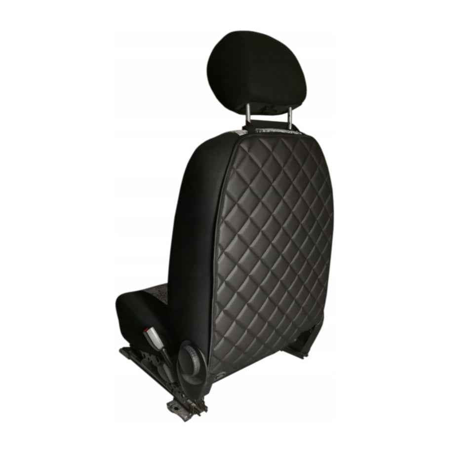 Set 2 protectii auto matlasate, din piele ecologica, pentru spatarul scaunului din fata, lavabile, impermeabile, negre