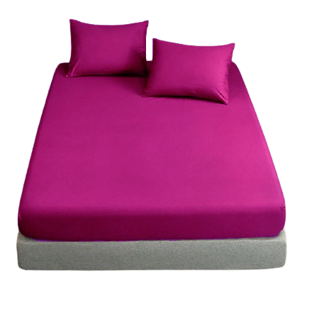 Cearceaf de pat cu elastic, bumbac natural 100%, mov - MetruPatrat.ro