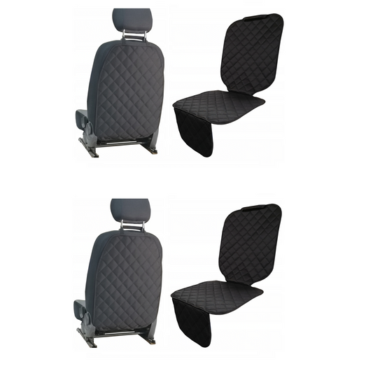 Set 4 protectii auto, pentru scaun auto, 2 bucati, scoica bebe si 2 bucati, spatar scaun fata, matlasate, model universal, negre