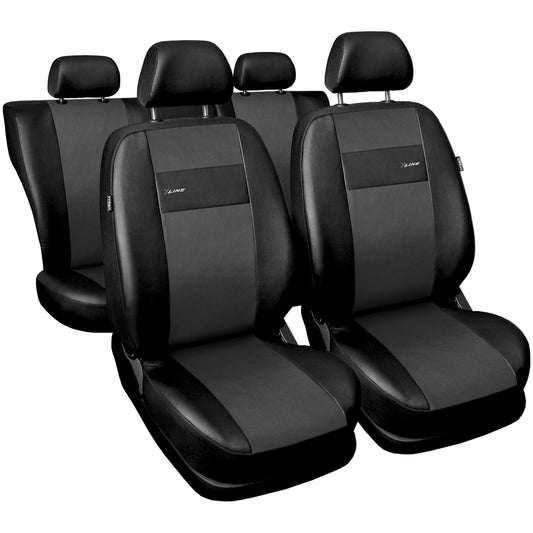 Set huse auto universale , 9 bucati , din pele ecologica , din gama X line , de culoare negru cu gri AH215G