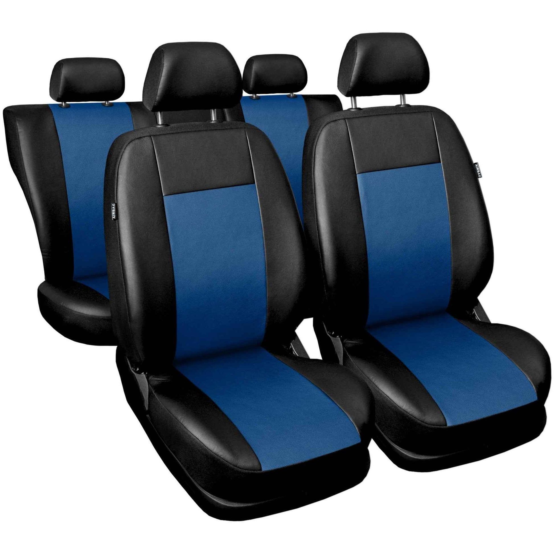 Set huse auto universale , 9 bucati , din gama comfort , eleganta si siguranta , de culoare neagra cu albastru , 3 mm spuma AH191B