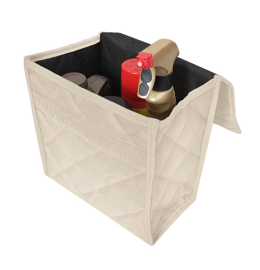 Organizator auto universal pentru portbagaj, prevazut cu banda arici pentru fixare usoara, marimea M crem