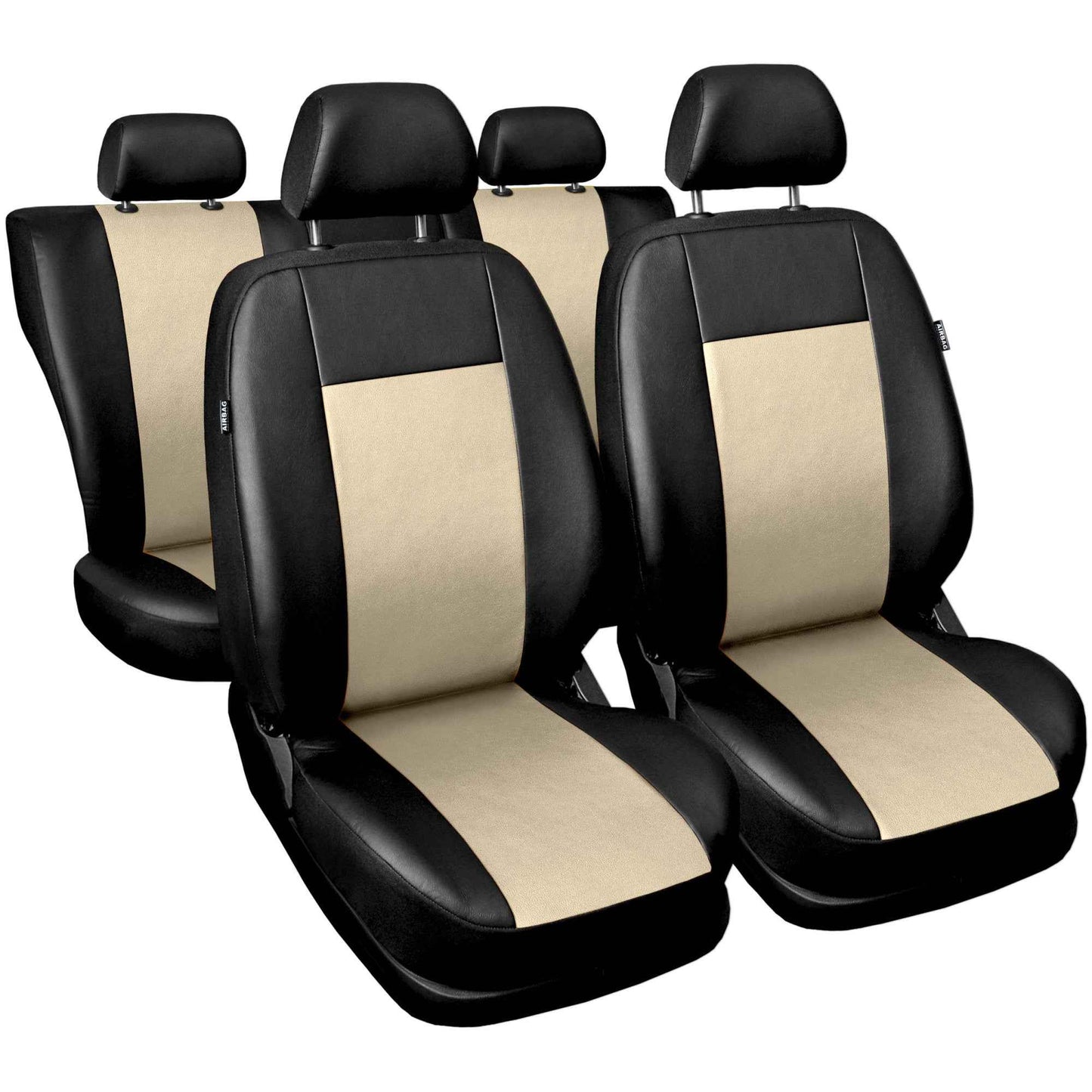 Set huse auto universale , 9 bucati , din gama comfort , eleganta si siguranta , de culoare neagra cu crem , 3 mm spuma AH191C