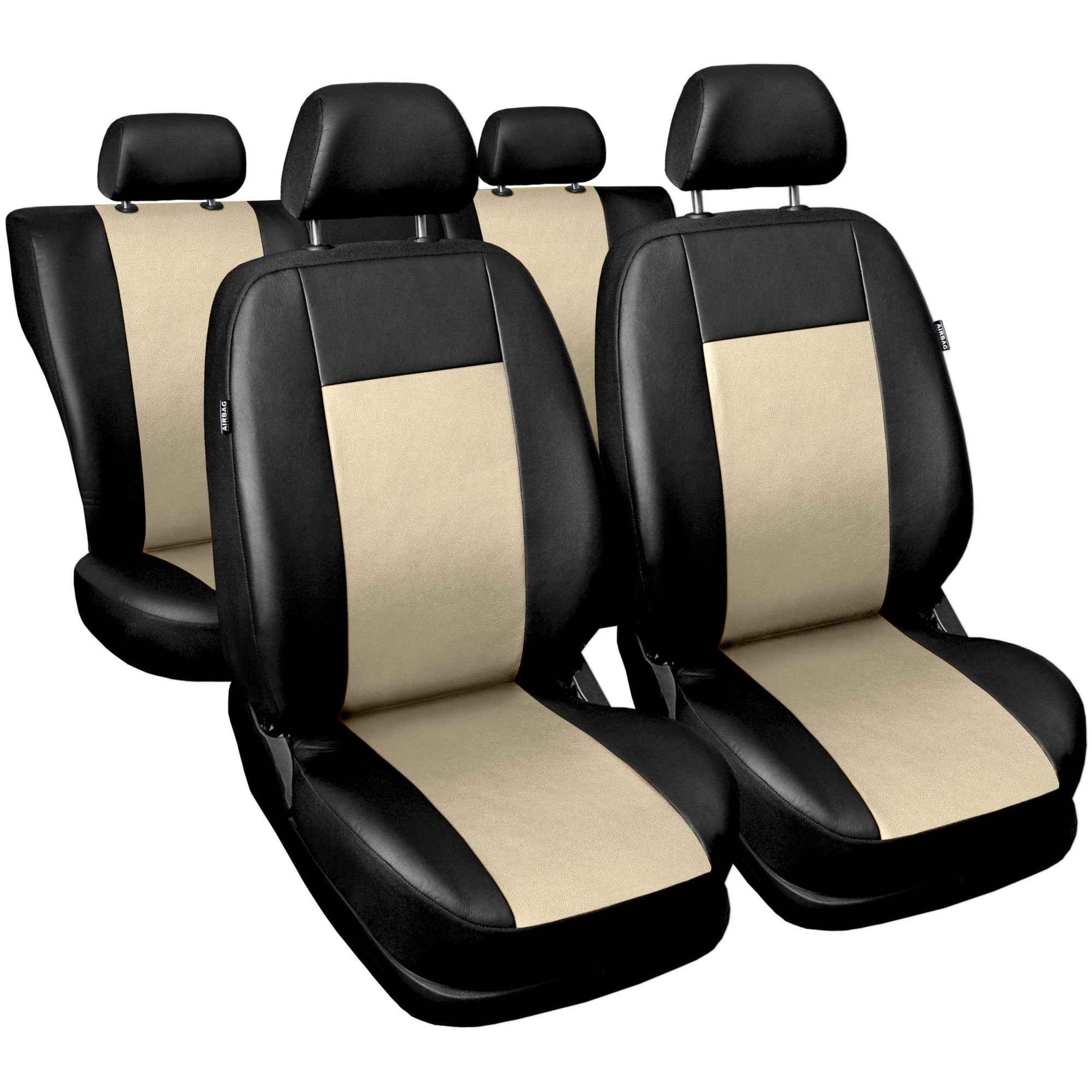 Set huse auto universale , 9 bucati , din gama comfort , eleganta si siguranta , de culoare neagra cu crem , 3 mm spuma AH191C
