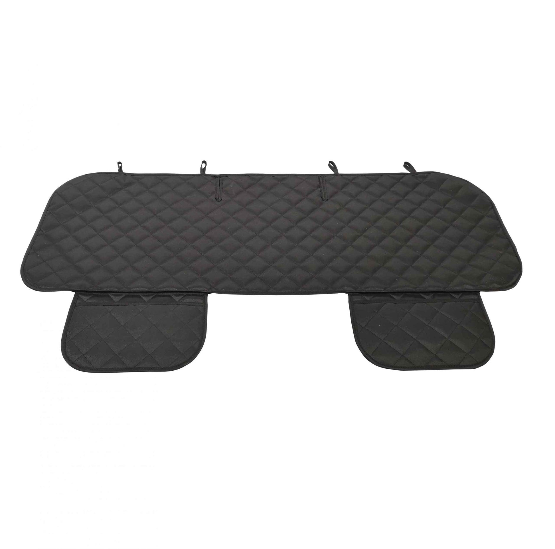 Protectie auto matlasata pentru sezut bancheta spate, cu 2 buzunare organizatoare, neagra, impermeabila, lavabila