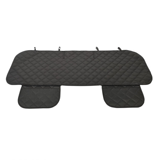 Protectie auto matlasata pentru sezut bancheta spate, cu 2 buzunare organizatoare, neagra, impermeabila, lavabila