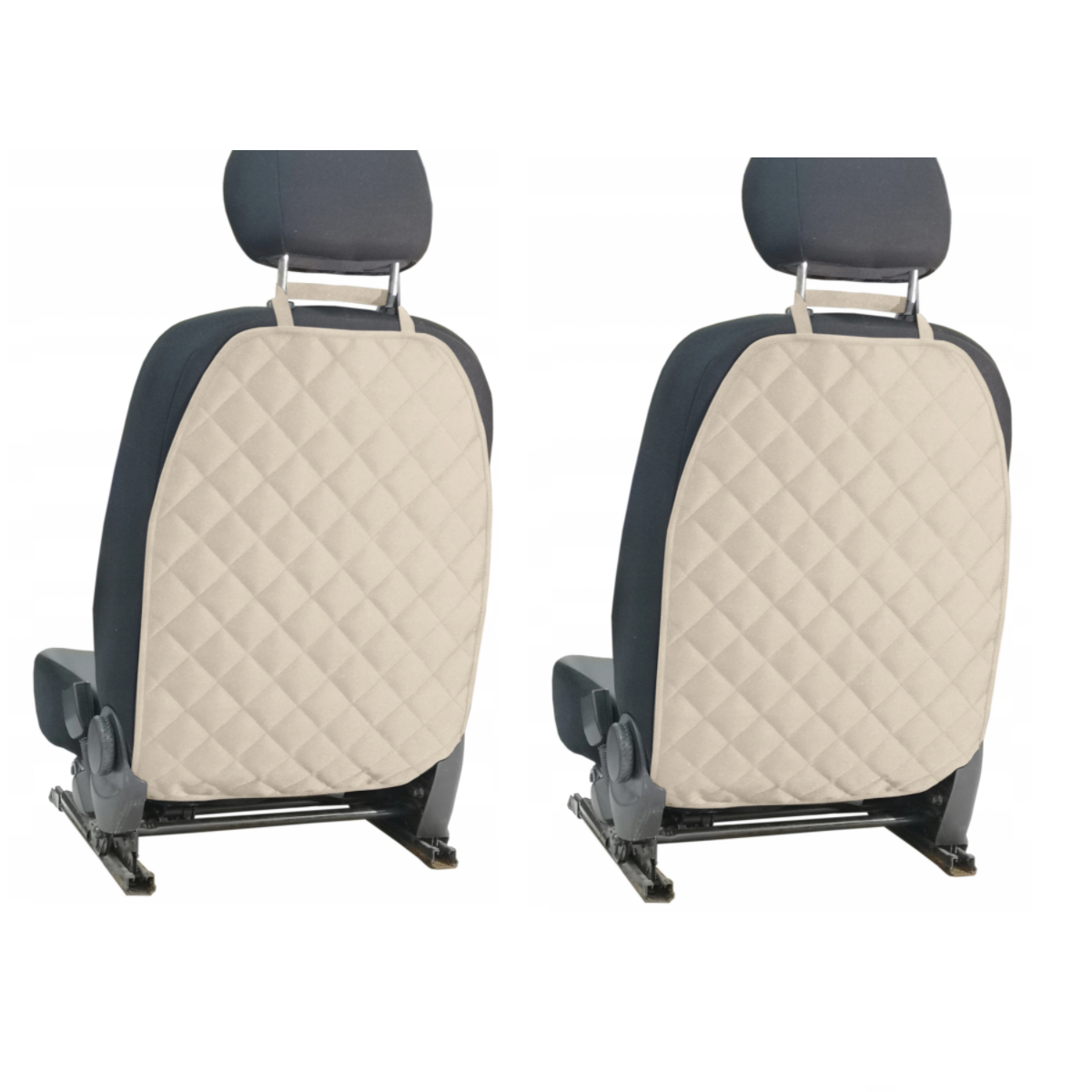 Set 2 protectii auto matlasate, pentru spatarul scaunului din fata, lavabile, impermeabile, crem
