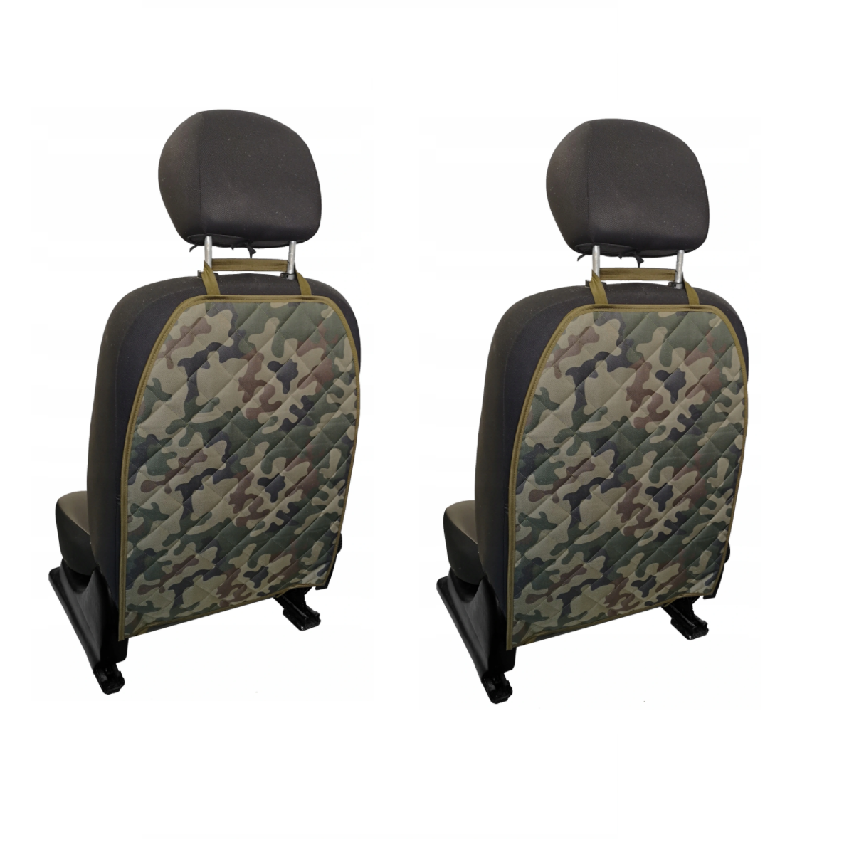 Set 2 protectii auto matlasate, pentru spatarul scaunului din fata, lavabile, impermeabile, verde army