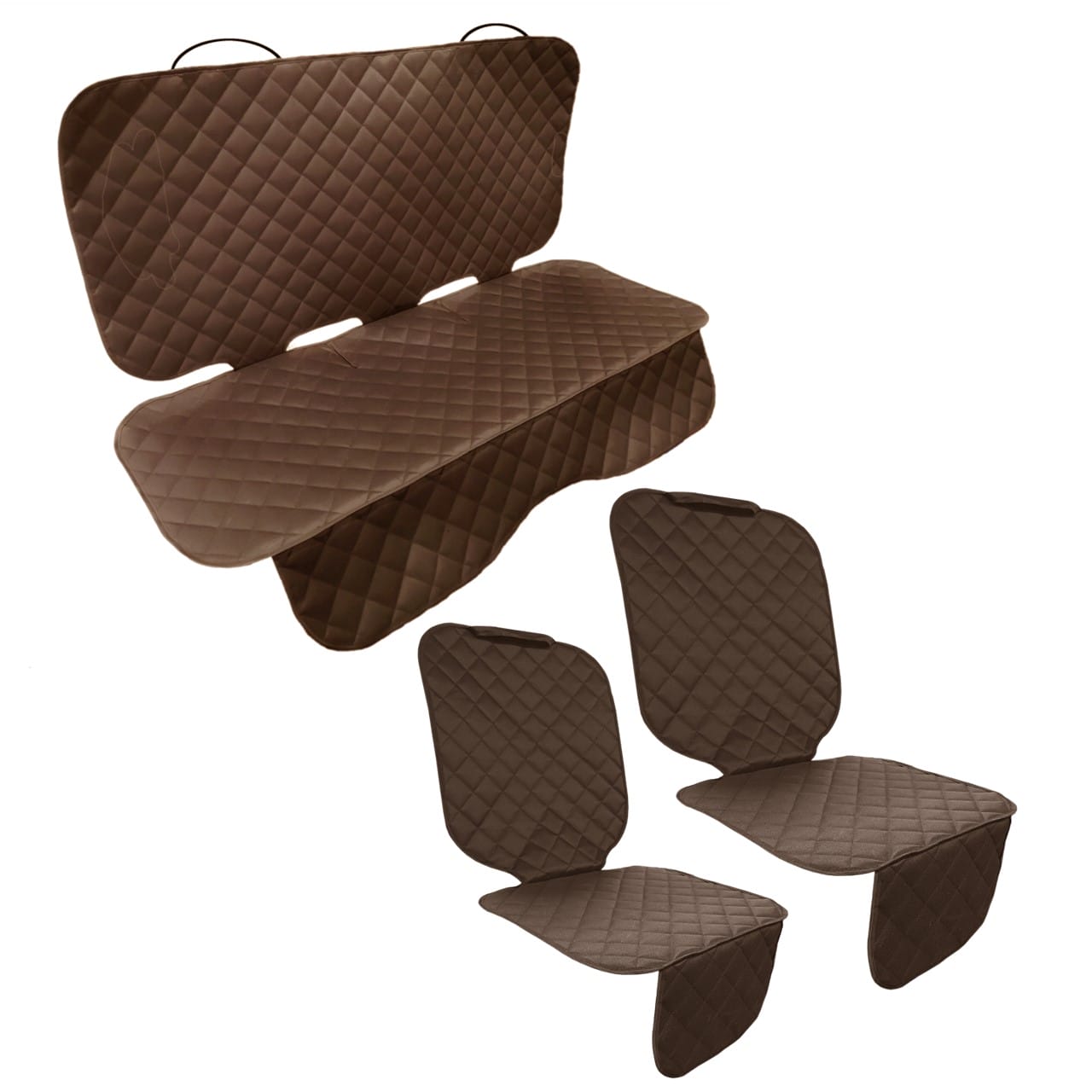 Set 3 protectii auto, matlasate,universale, maro, lavabile, impermeabile, protectie bancheta si 2 protectii scaune fata, Metru Patrat