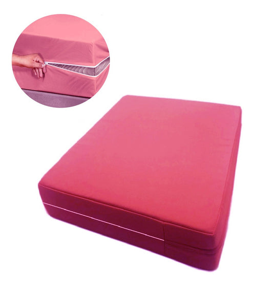 Husa cu fermoar pentru saltea din bumbac 100% natural, de culoare roz magenta