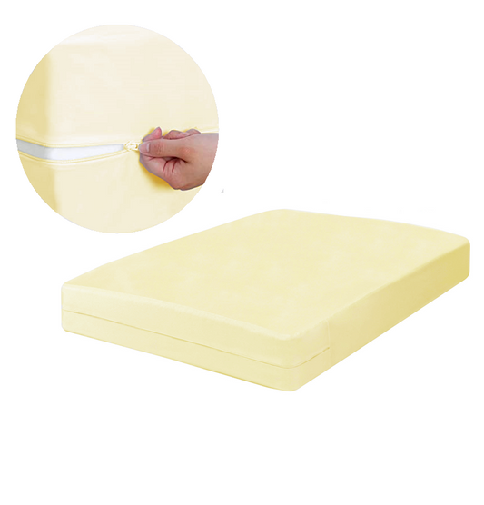 Husa cu fermoar pentru saltea din bumbac 100% natural, de culoare crem, ivory