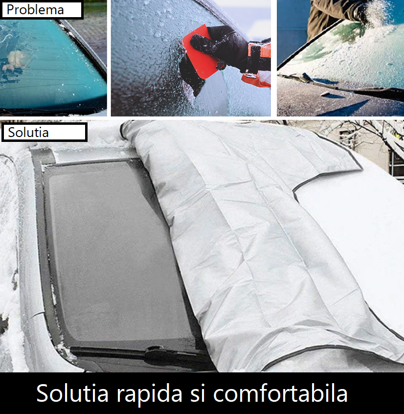 Husa parbriz antiinghet, pentru autoturisme, universala, impermeabila, prindere cu ajutorul usilor, dimensiuni 188 cm x 89 cm