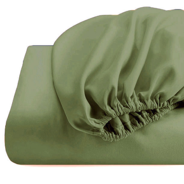 Cearceaf de pat cu elastic, bumbac natural 100%, verde armi - MetruPatrat.ro
