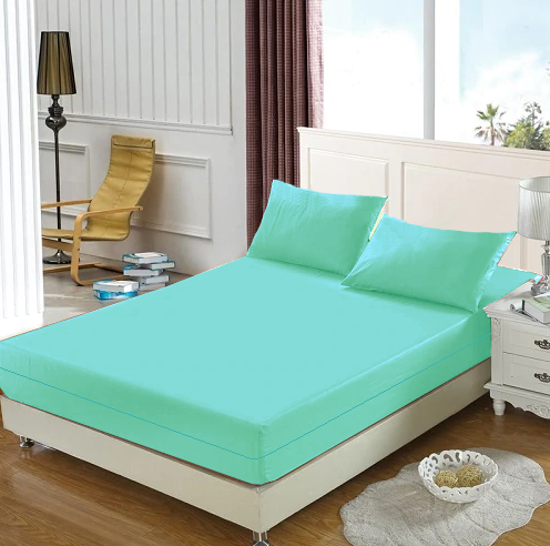 Husa cu fermoar pentru saltea din bumbac 100% natural, de culoare turcoaz